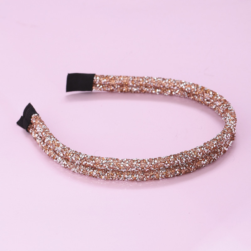 韩版时尚新款亮片发箍多色双排水钻压发宽发箍精美镶钻头箍女批发