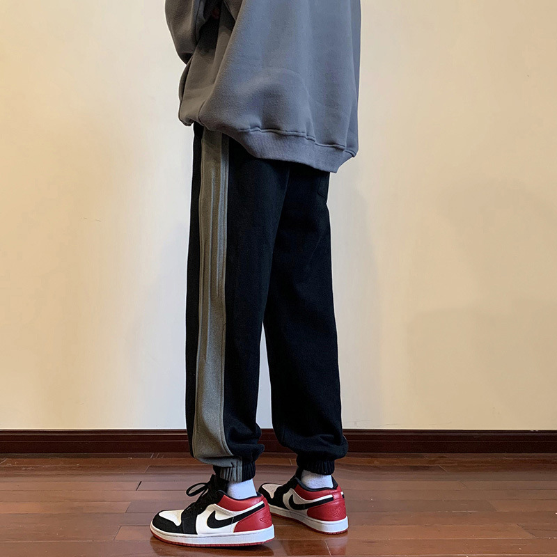   High Street Pants Men's Spring American Retro Color Matching Fashion Brand Sports Pants oose Ulzzang eisure Tappered Sweatpants