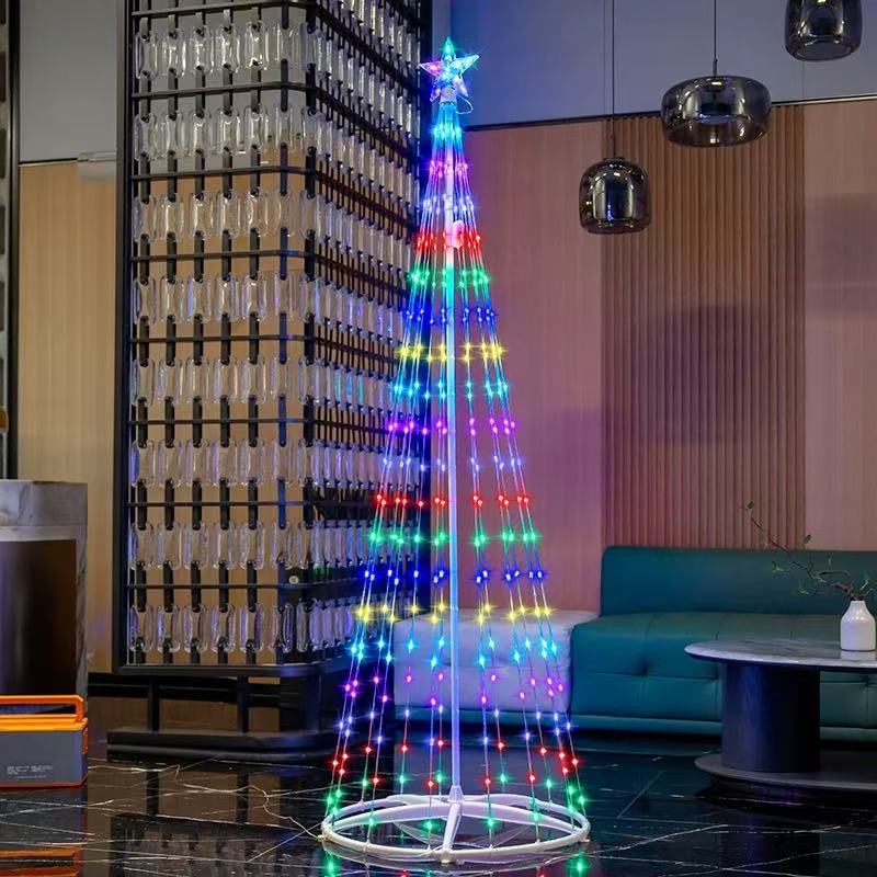 跨境热销led锥形树灯RGB幻彩圣诞树灯遥控APP控制DIY多功能点控
