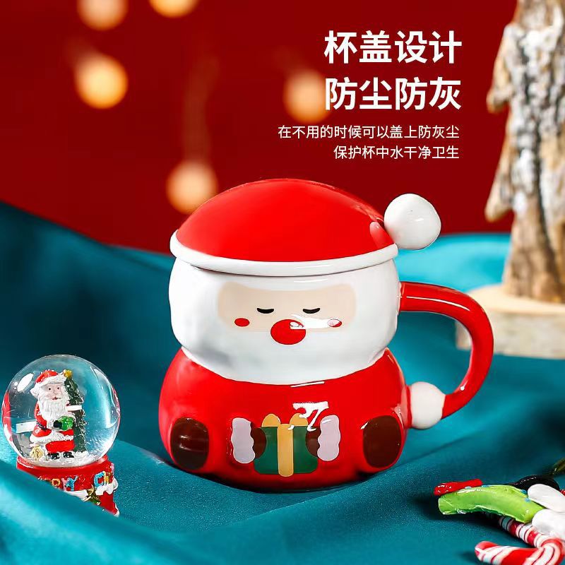 Cartoon Santa Claus Ceramic Cup Creative Cute Internet Celebrity Water Cup Breakfast Coffee Or Tea Cup Gift Mug Batch