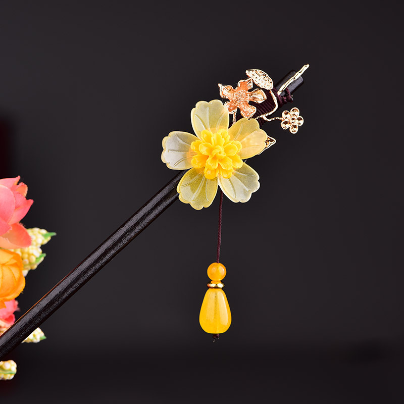 盘发簪子女古风发簪发钗头饰汉服旗袍配饰流苏步摇珠钗日常头饰夏