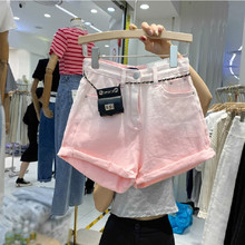 东大门韩国女装2024夏季新款高腰显瘦百搭卷边渐变扎染牛仔裤短裤