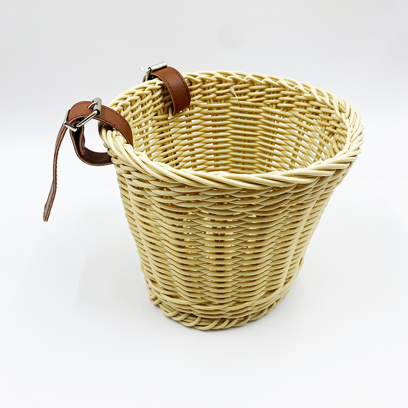 藤编篮子批发仿藤车篮手工编织车筐自行车车篮车筐收纳筐可水洗