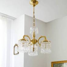 法式复古铜鱼水晶餐厅灯轻奢美式欧式古典客厅灯个性客厅卧室吊灯