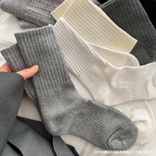 毛圈袜子女秋冬季中筒袜加厚保暖灰色白色毛巾睡眠冬天长筒袜