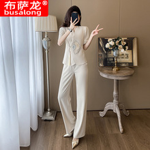 2024新款布萨龙busalong女短袖职业西服长裤正装套装工作服女2378