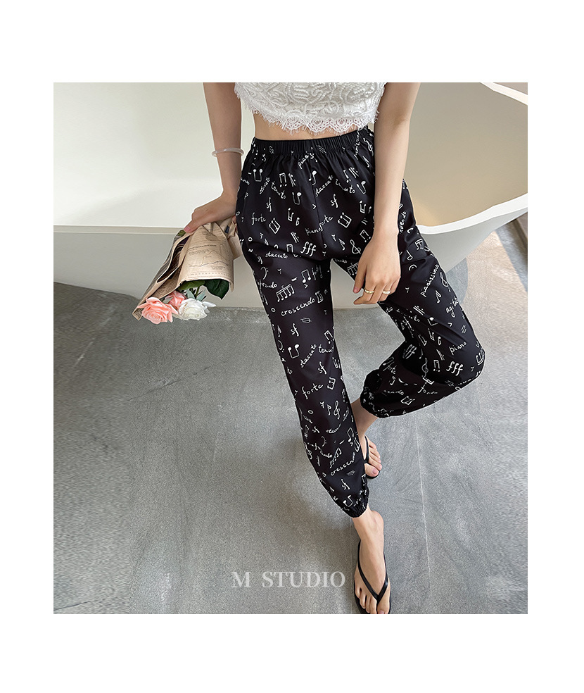 仙女凉凉裤新款哈伦裤夏休闲高腰宽松家居防蚊裤女碎花灯笼裤大码