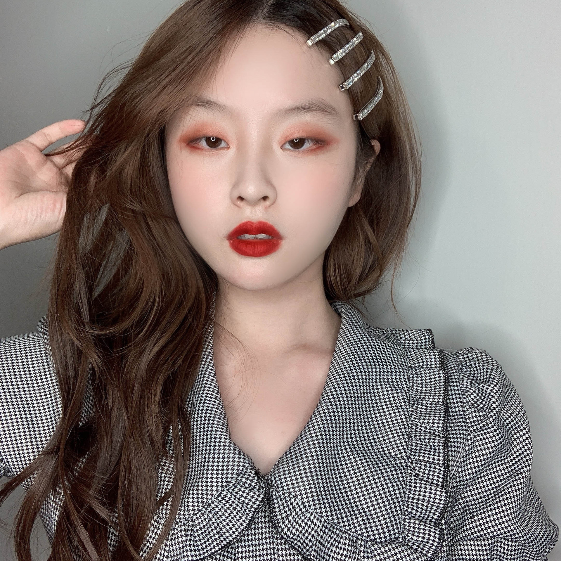 jennie金珍妮同款发夹韩国简约气质一字夹水钻发饰气质网红复古女