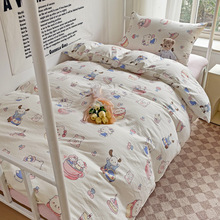 学生宿舍床单三件套纯棉水洗棉被套被罩四件套床上用品被褥六件套