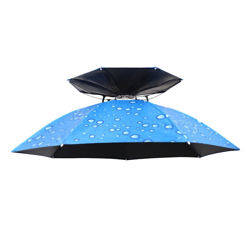 批发伞帽头戴雨伞帽子钓鱼头戴太阳伞采茶环卫防晒斗笠伞折叠大号