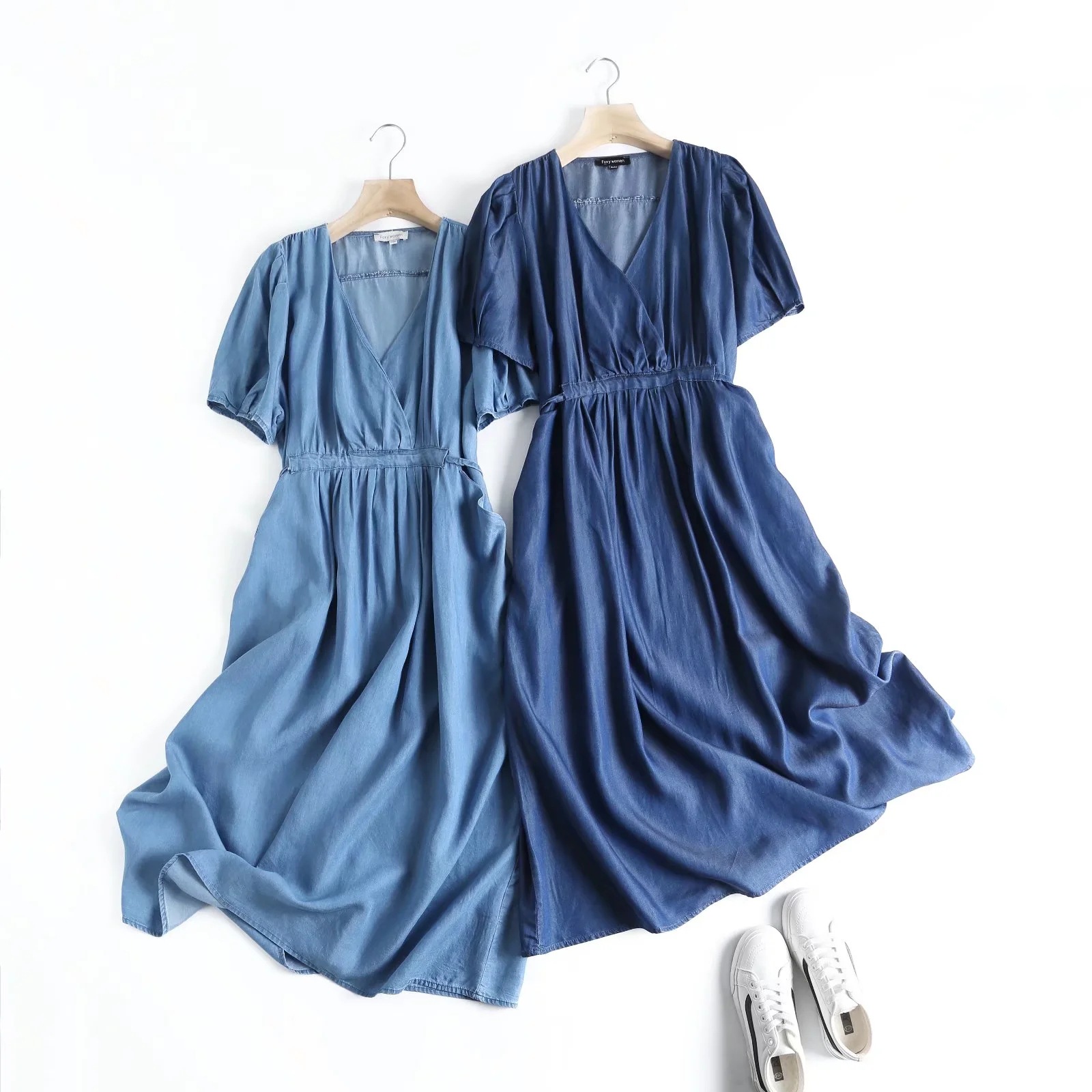 q92700-蓝色高腰中长款气质通勤连衣裙-ap-930-220306-阿里巴巴