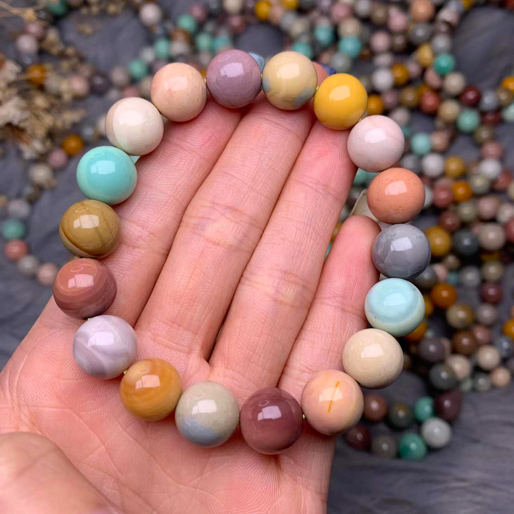 帝凯珠宝 天然阿拉善彩玉手串 马卡龙色系阿拉善玛瑙 工厂直销