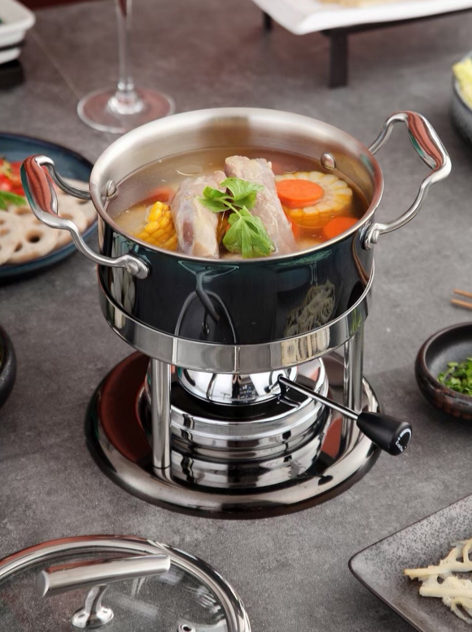 国际ce认证充气小火锅炉燃气个人单人小火锅一人一锅商用小锅家用