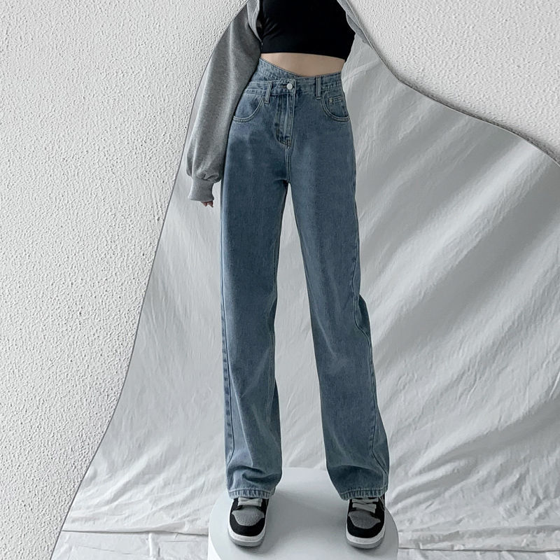 871 Women's Wide-Leg Jeans Spring and Autumn New Loose High Waist Straight Mop Design Pants