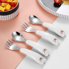 304不锈钢儿童便携餐具卡通可爱图案宝宝勺叉盒套装喂养餐具勺叉