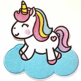 新款刺绣服装辅料补丁贴后背大号阳光彩虹小白马飞马独角兽布贴