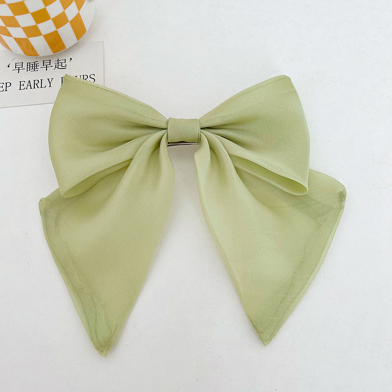 Dongdaemun New Fresh Mesh Barrettes Bright Silk Bow Spring Clip Temperament Wild Solid Color Hair Accessories Wholesale