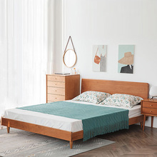 卧室实木床现代简约主卧日式樱桃木榻榻米1.8米北欧白橡木双人床