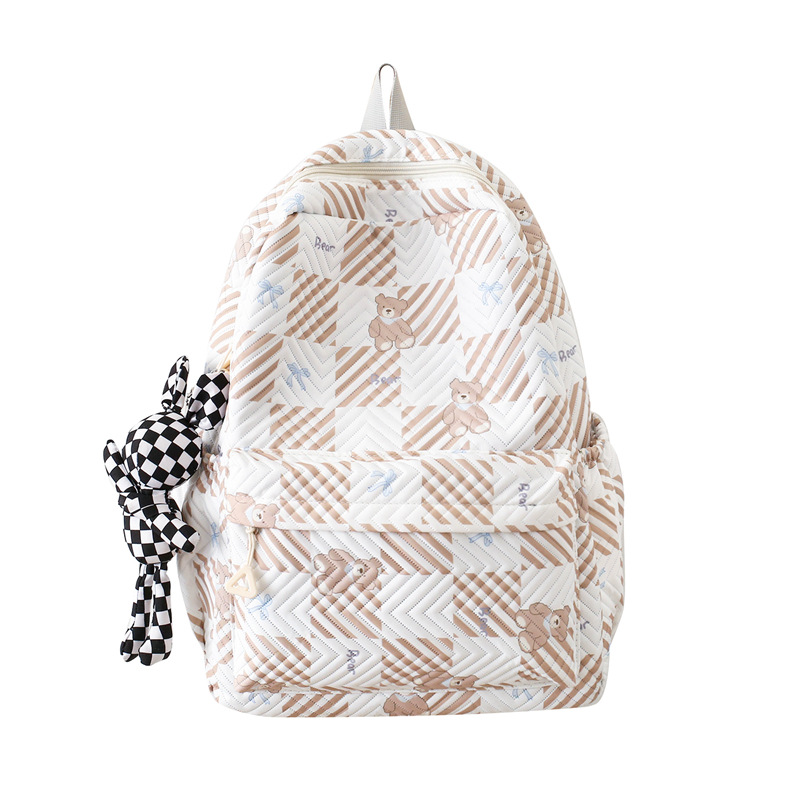 Schoolbag Female Junior High School and College Student Campus Good-looking Minority All-Match Ins Canvas Contrast Color Striped Backpack