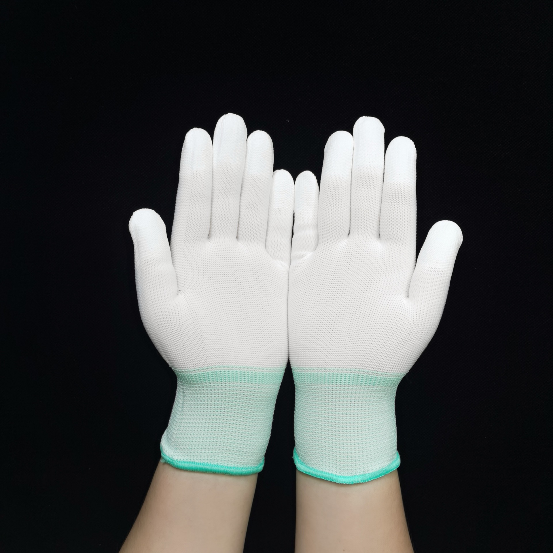 十三针尼龙pu涂掌手套白色无尘作业手套pu涂指手套劳保手套批发
