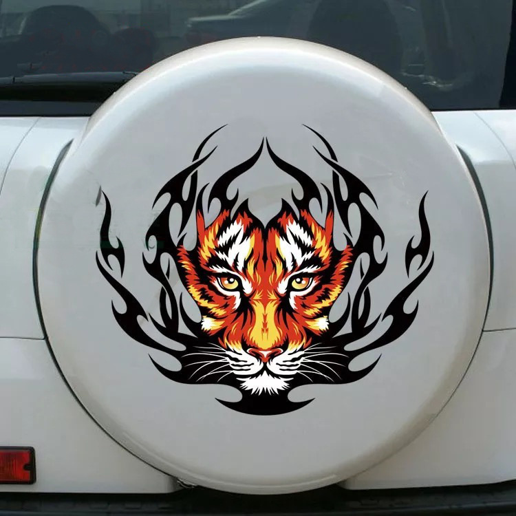 汽车虎头火焰霸气老虎车身划痕遮挡贴车门引擎盖改装装饰贴花反光