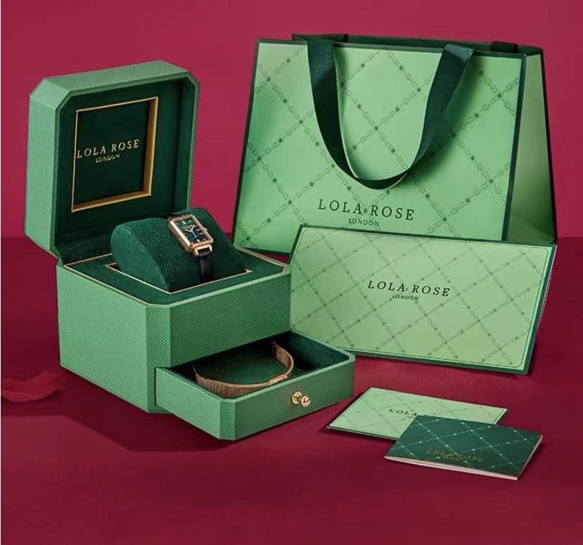 lola rose手表小绿表礼盒包装盒套装小金表 方表绿色包装盒子腕表