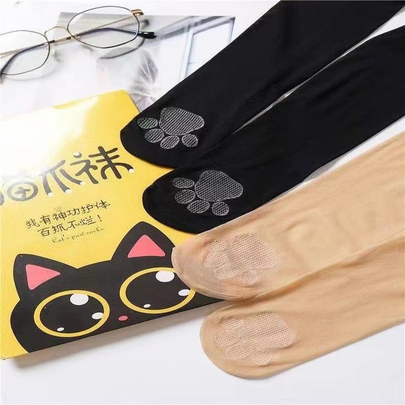 网红爆款猫爪袜女春夏超薄隐形防勾丝任意剪打底裤加肥加大连裤袜