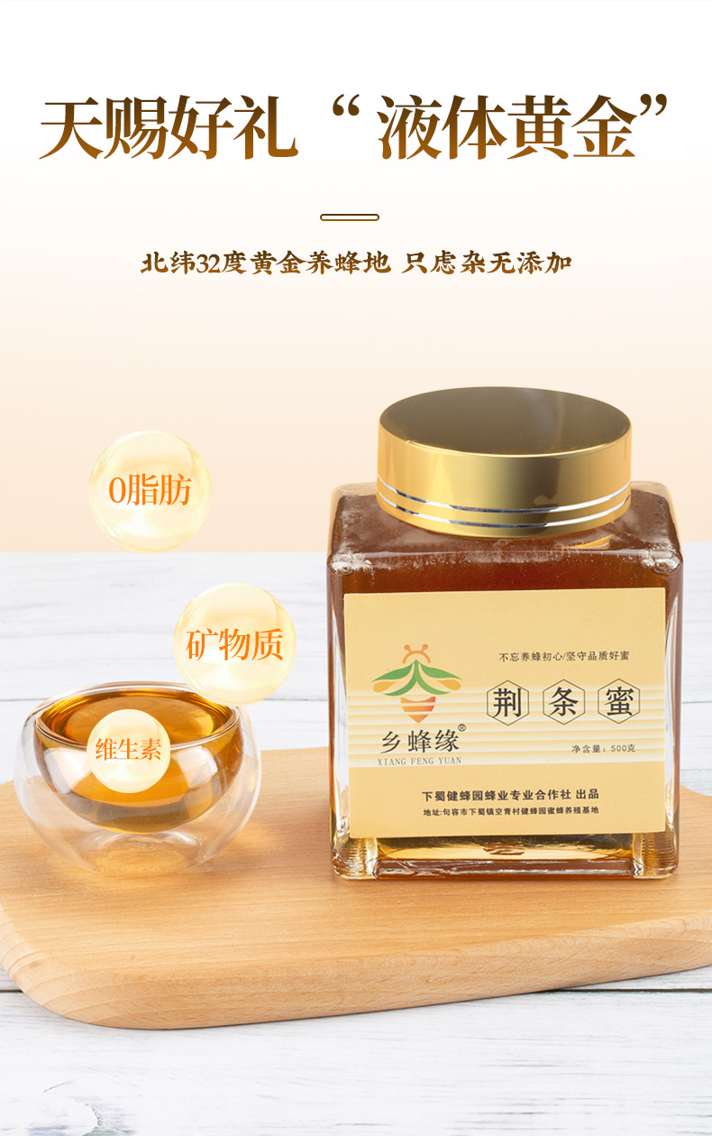 荆条蜜瓶装500g深山荆条花蜂蜜成熟蜂蜜 荆花荆条蜜1斤