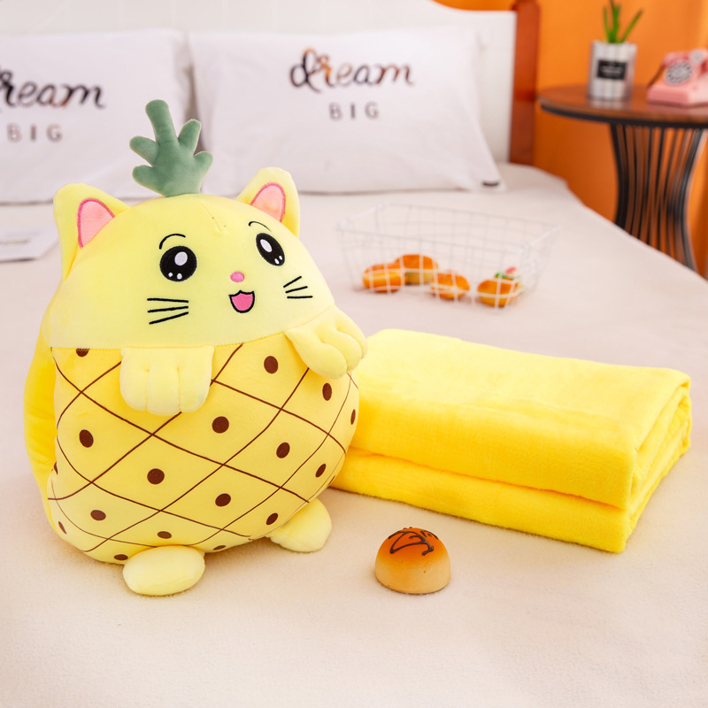 Cute Cartoon Plush Three-in-One Air Conditioning Blanket Hand Warmer Pillow and Blanket Office Lunch Break Pillow Factory in Stock Wholesale