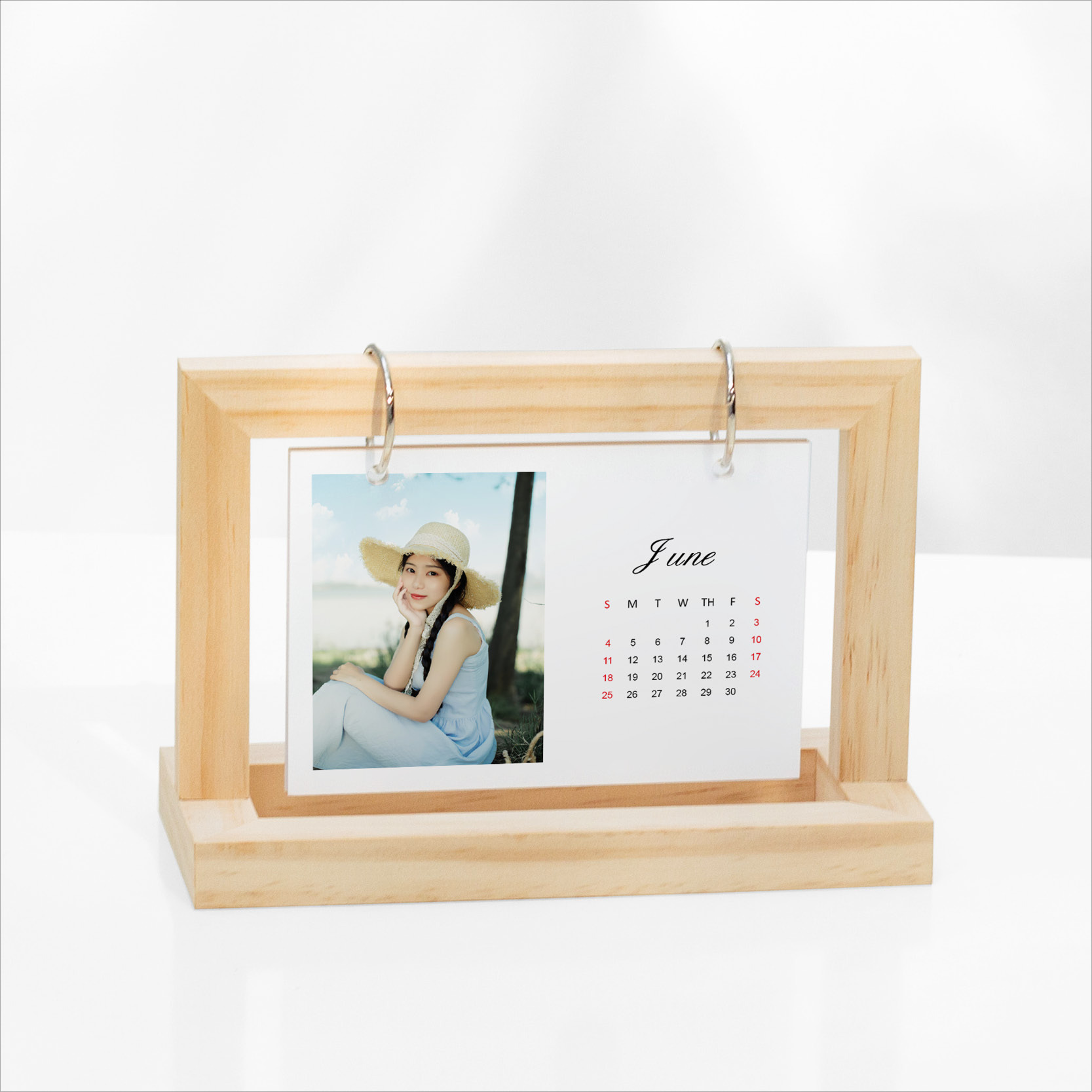 秋千木质底座2024年台历定制照片制作 diy个性年历创意小日历自制