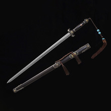 龙泉君魄刀剑高端款福寿剑乌兹钢烧刃收藏礼品长剑手工锻打未开刃