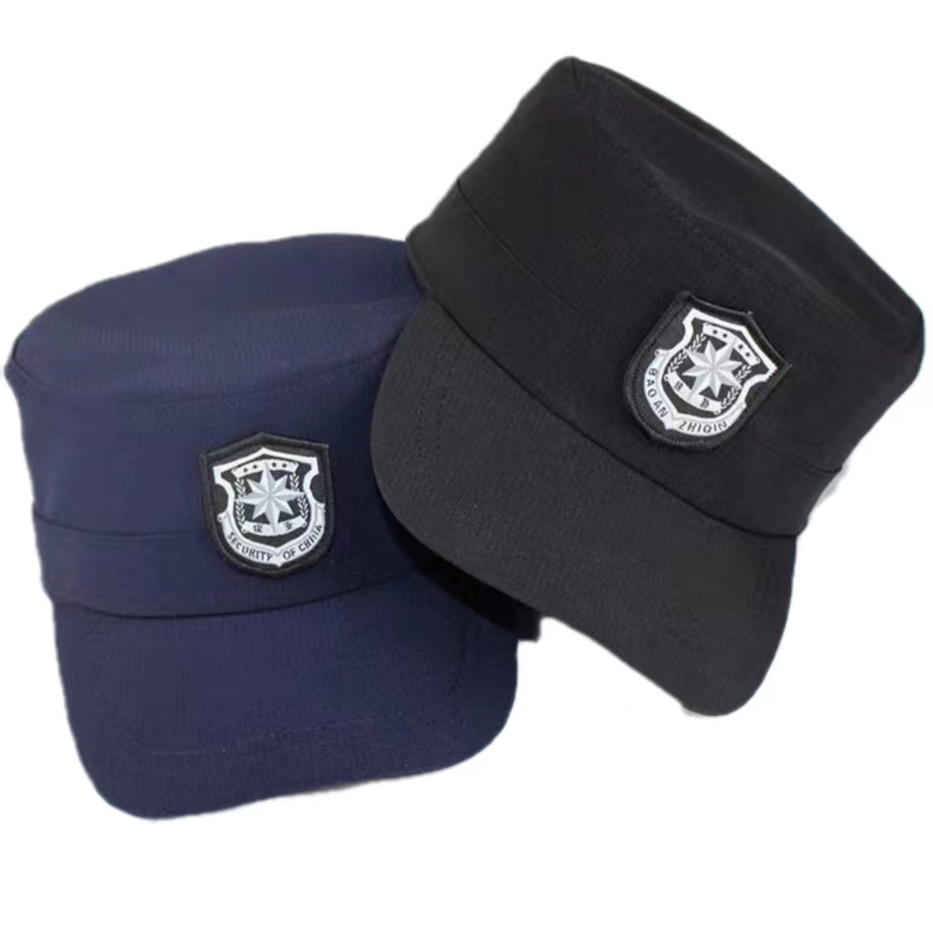 包邮新款保安四季速干执勤工作帽蓝色透气作训帽成人上班黑色帽子