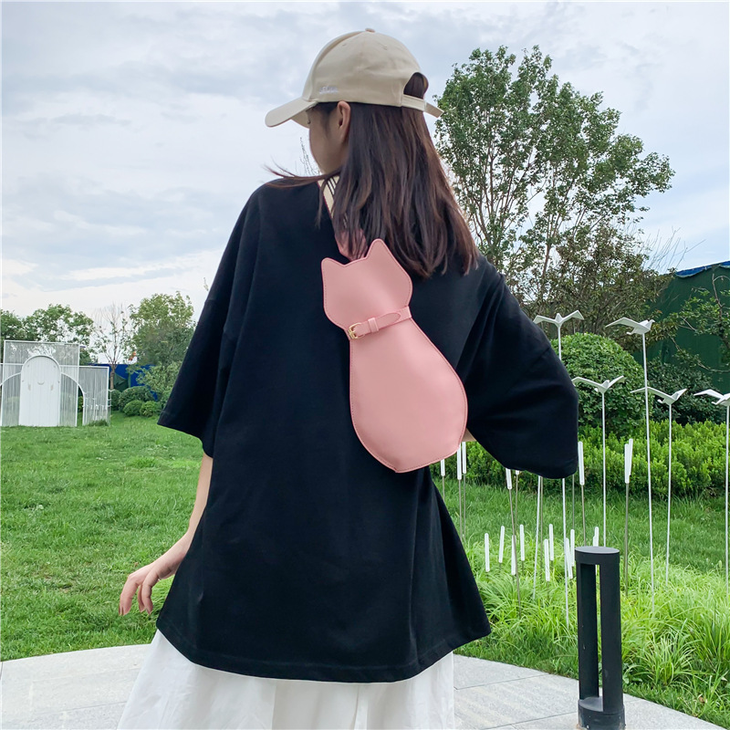 Cute Cat Bag Women 2022 New Crossbody Bag Wide Shoulder Strap Chest Bag Unique One-Shoulder Women Bag Soft Cute Girl School Bag