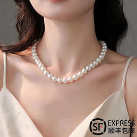 诸暨天然淡水珍珠项链女圆强光锁骨链颈链送妈妈送婆婆首饰饰品