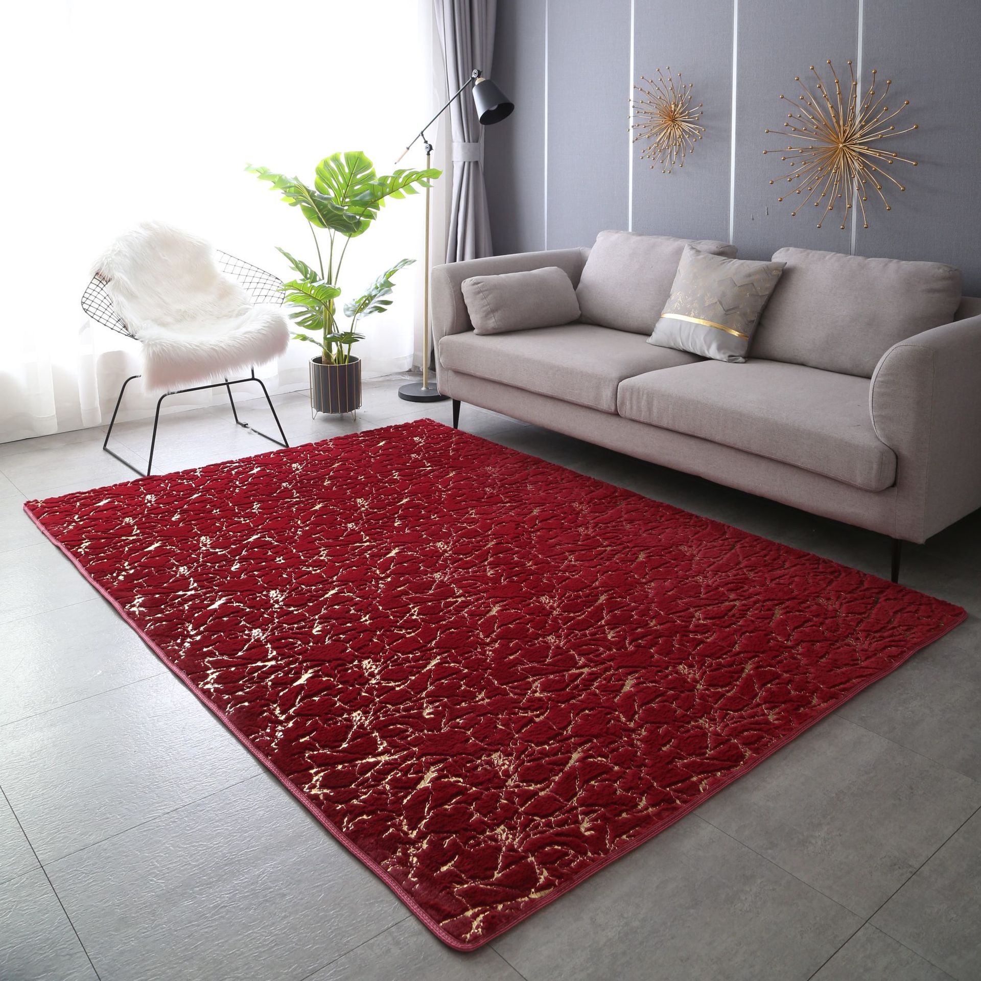 Exclusive for Cross-Border Modern Simple Imitation Rabbit Fur Gilding Carpet Floor Mat Living Room Sofa Table Carpet Indoor Full Floor Mat