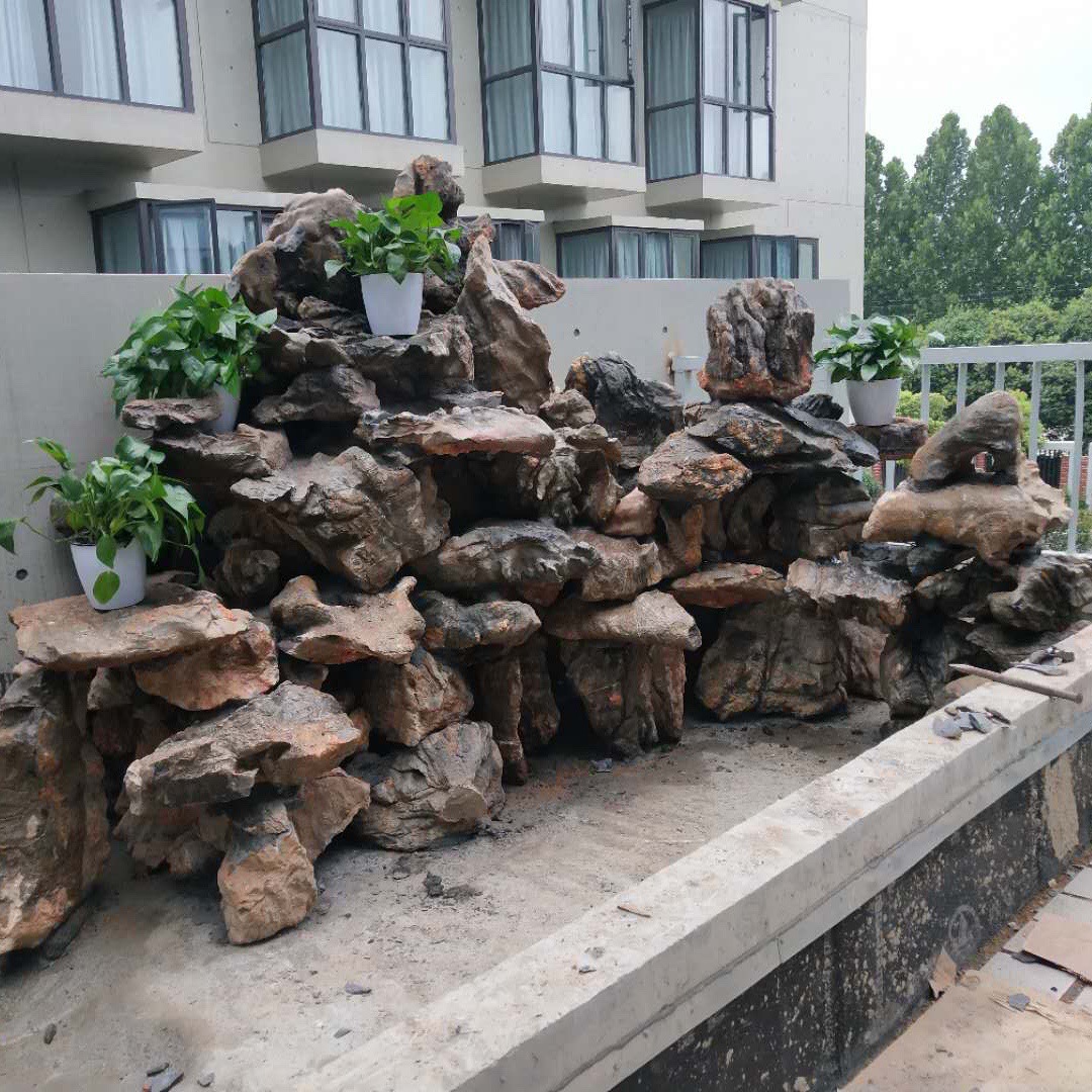 供应灵璧石假山石料 灵璧景观石千层石假山流水别墅小型假山庭院龟纹