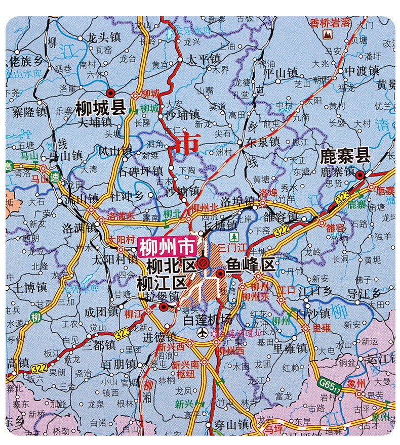 广西壮族自治区地图2022新版大尺寸106*76cm墙贴防水高清交通参考
