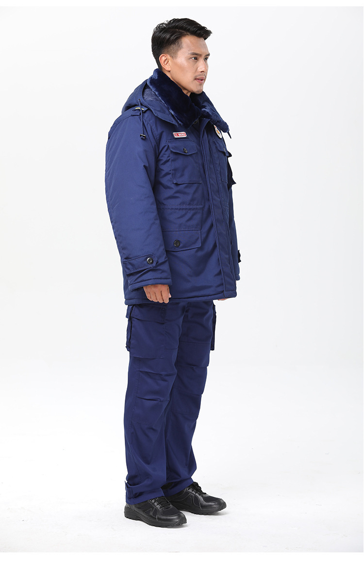 批发消防作训服新式火焰蓝色作训大衣新式中长款冬季防寒保暖棉衣