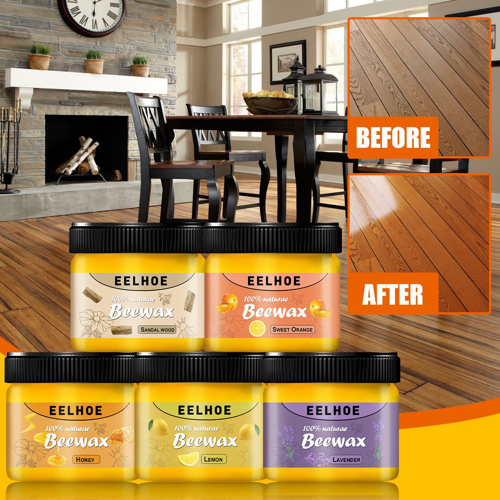 eelhoe 木质家具抛光翻新蜡 地板蜡家具翻新木地板蜂蜡抛光打蜡