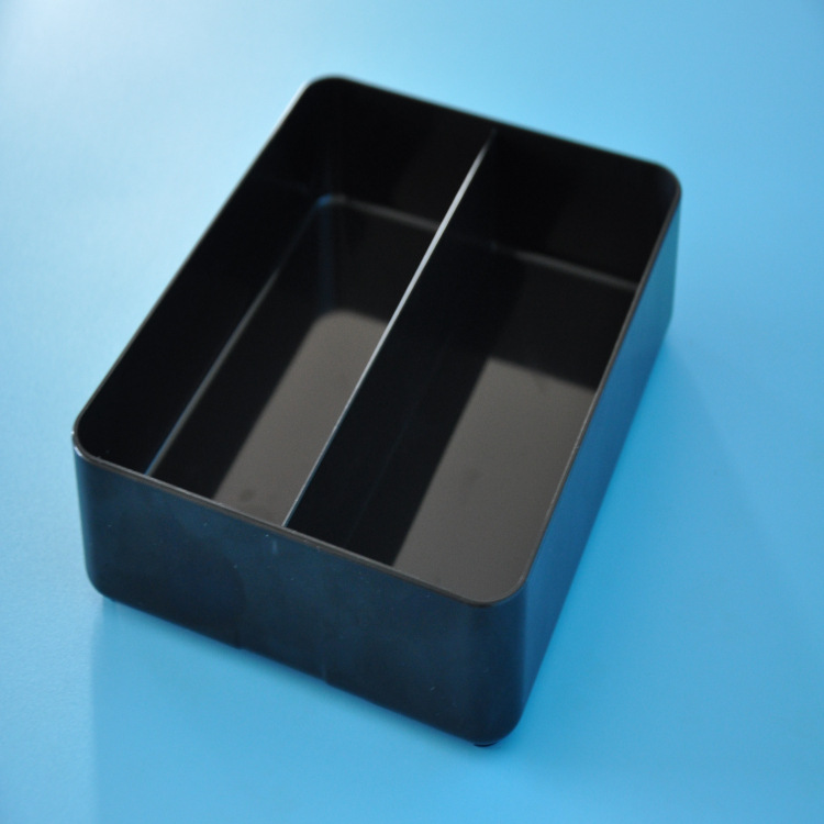 黑色方形无盖2个格子abs塑料收纳盒 小饰品五金储物盒