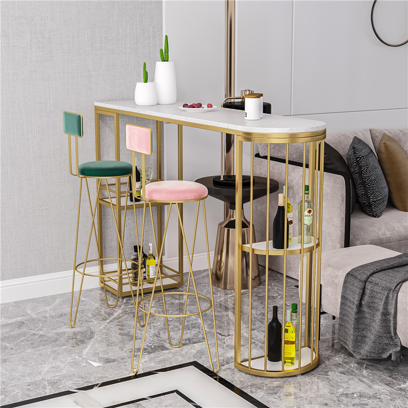 北欧轻奢大理石吧台桌家用靠墙阳台吧台酒柜隔断柜玄关小吧台简约