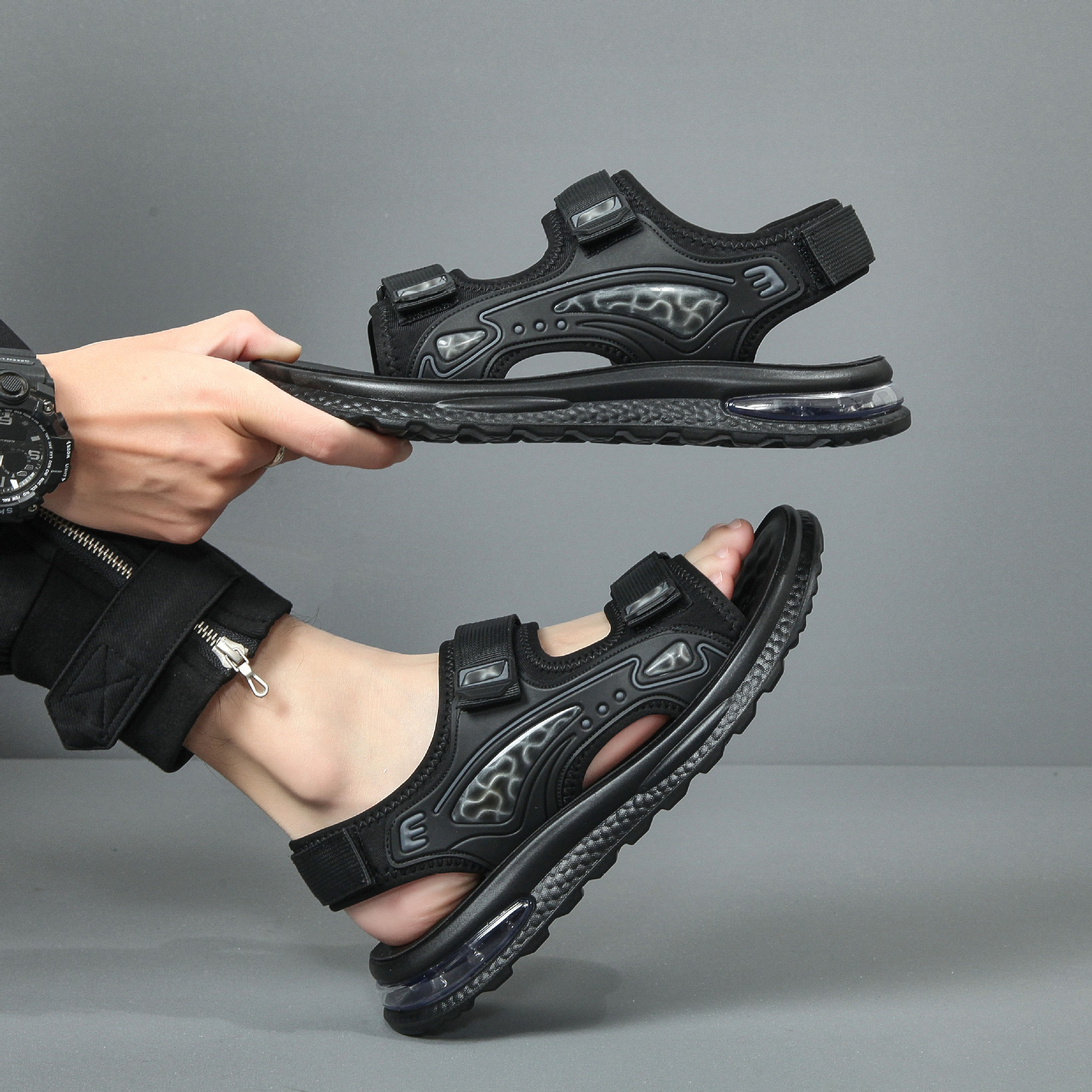 凉鞋男夏季2024新款中学生运动休闲透气沙滩鞋青少年防滑凉拖鞋潮