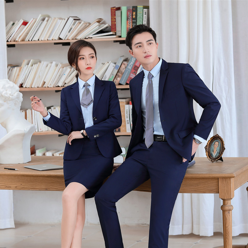 Men's Royal Blue Suit Business Suit Women's Office Uniform Bank Insurance Suit Three-Piece Graduation Workwear