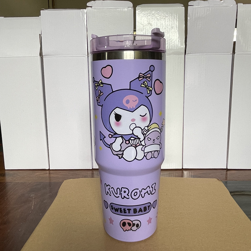 Cross-Border Cartoon 304 Stainless Steel Vacuum Cup with Straw Large Ice Cup Large Capacity 30Oz Car Cup