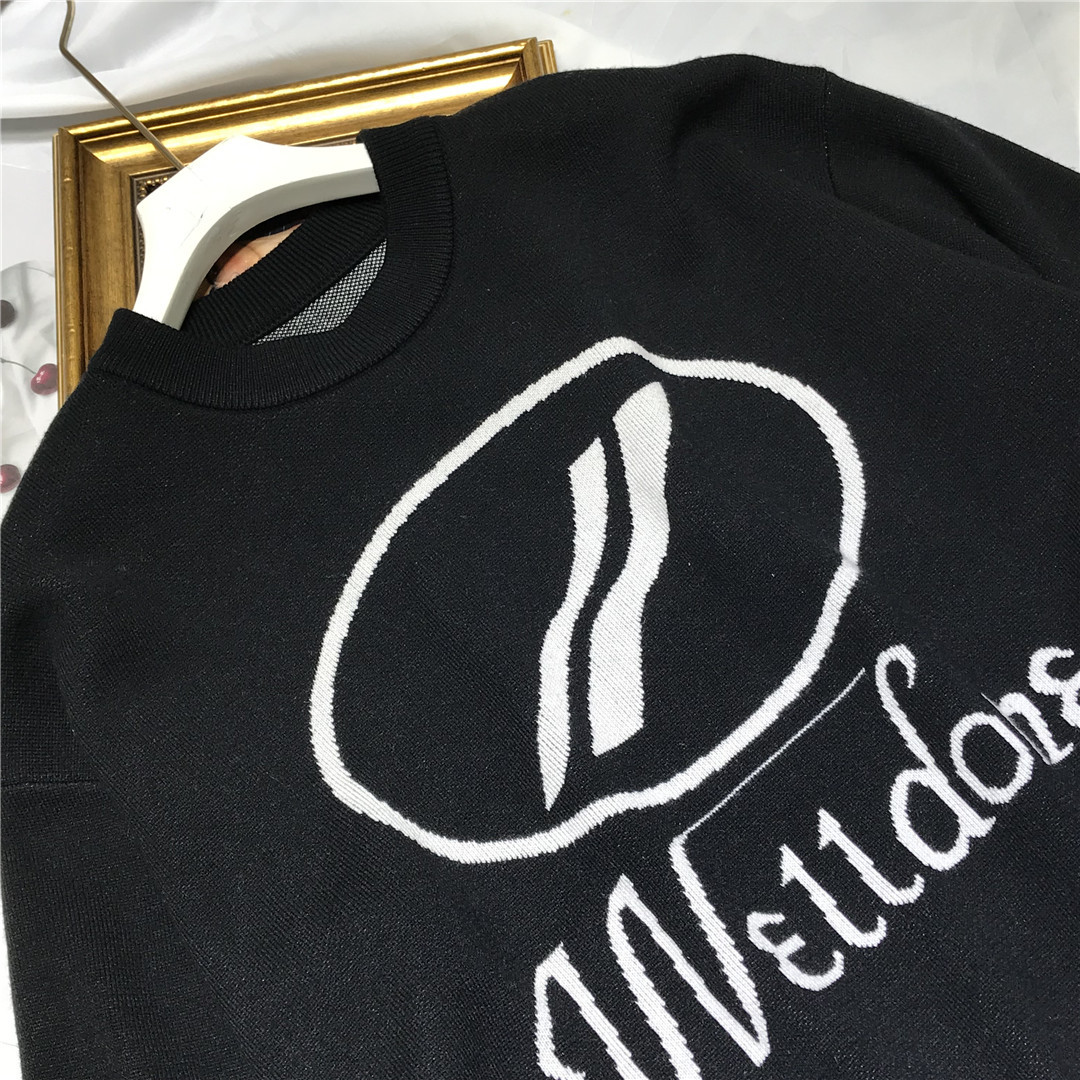 wd潮牌字母提花logo圆领套头针织衫男女韩版宽松休闲长袖毛衣秋冬