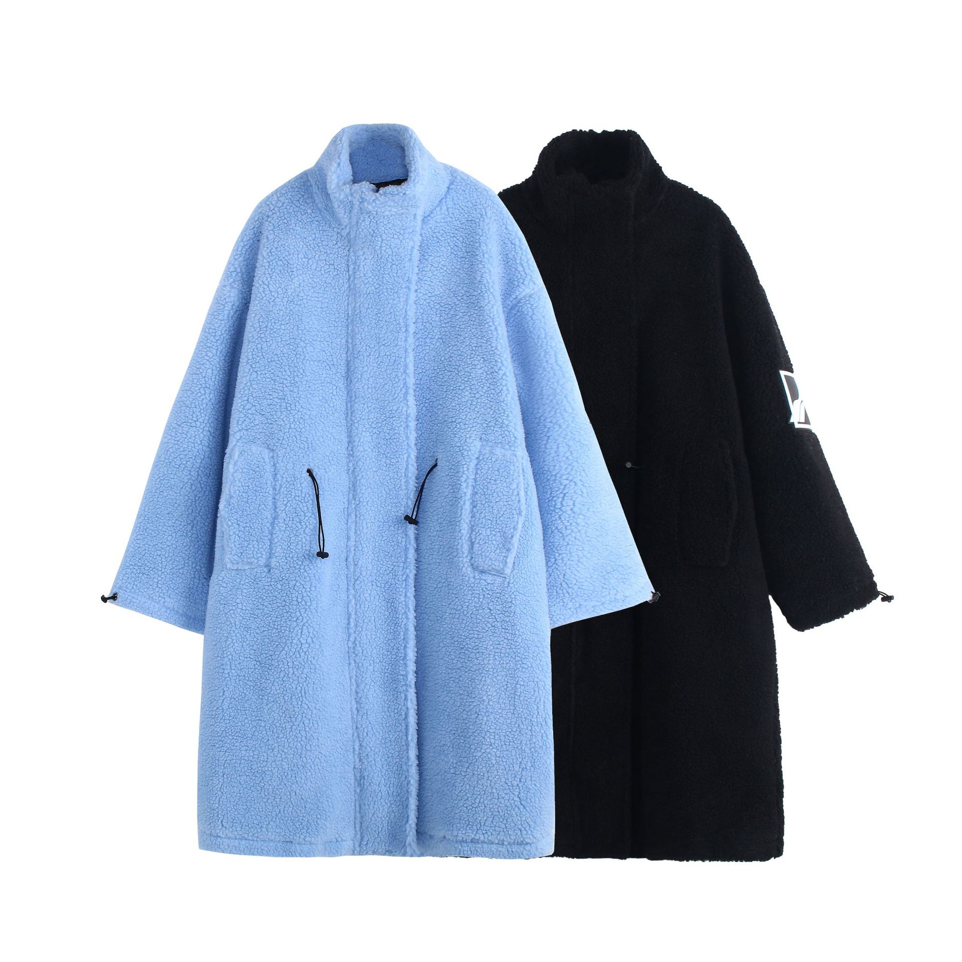 2021年新品羊羔毛高领外套we11done摇粒绒加厚长款大衣