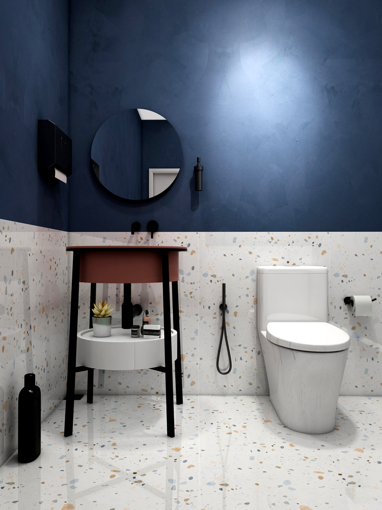 北欧网红彩色大颗粒水磨石瓷砖600服装店地砖卫生间浴室墙砖1200