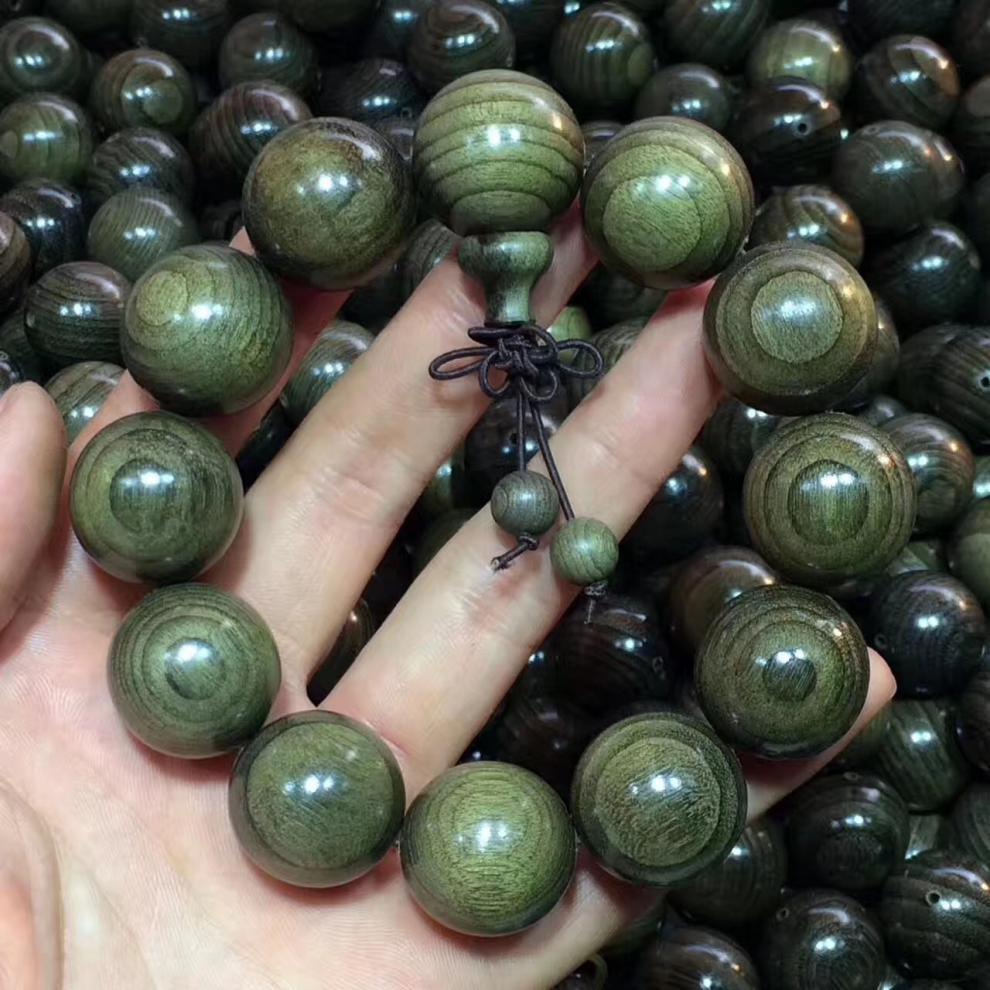 四川阴沉木小叶桢楠金丝楠木乌木翠绿顺纹佛珠手串男女款项链文玩