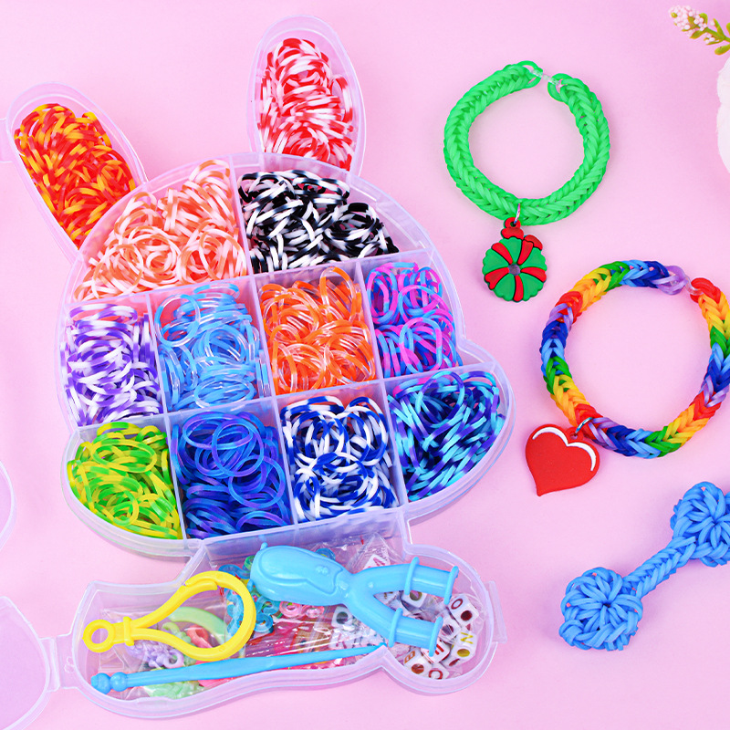 600根彩虹织机橡皮筋diy儿童手工饰品手环玩具彩色编织手链皮筋
