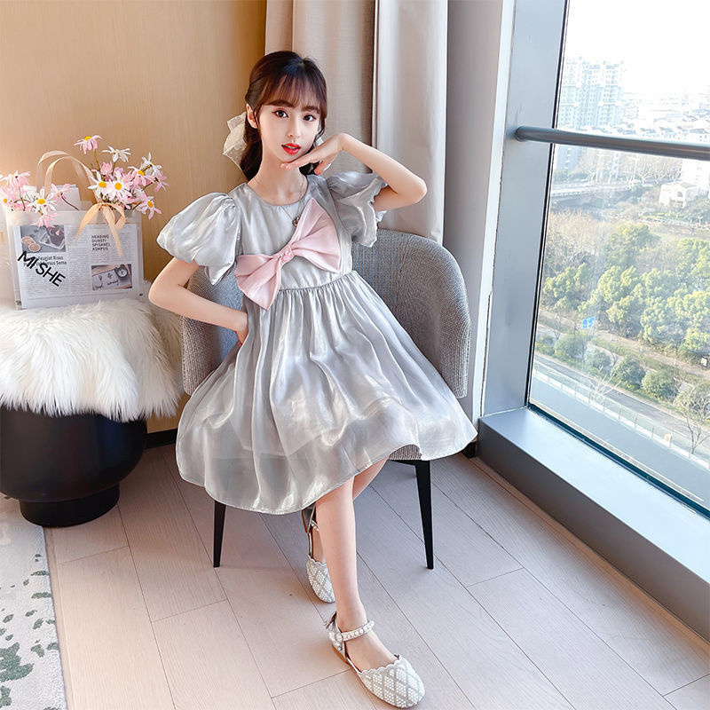 裙儿童甜美泡泡袖公主裙女童连衣裙22夏款小女孩气质淑女碎花蓬蓬裙